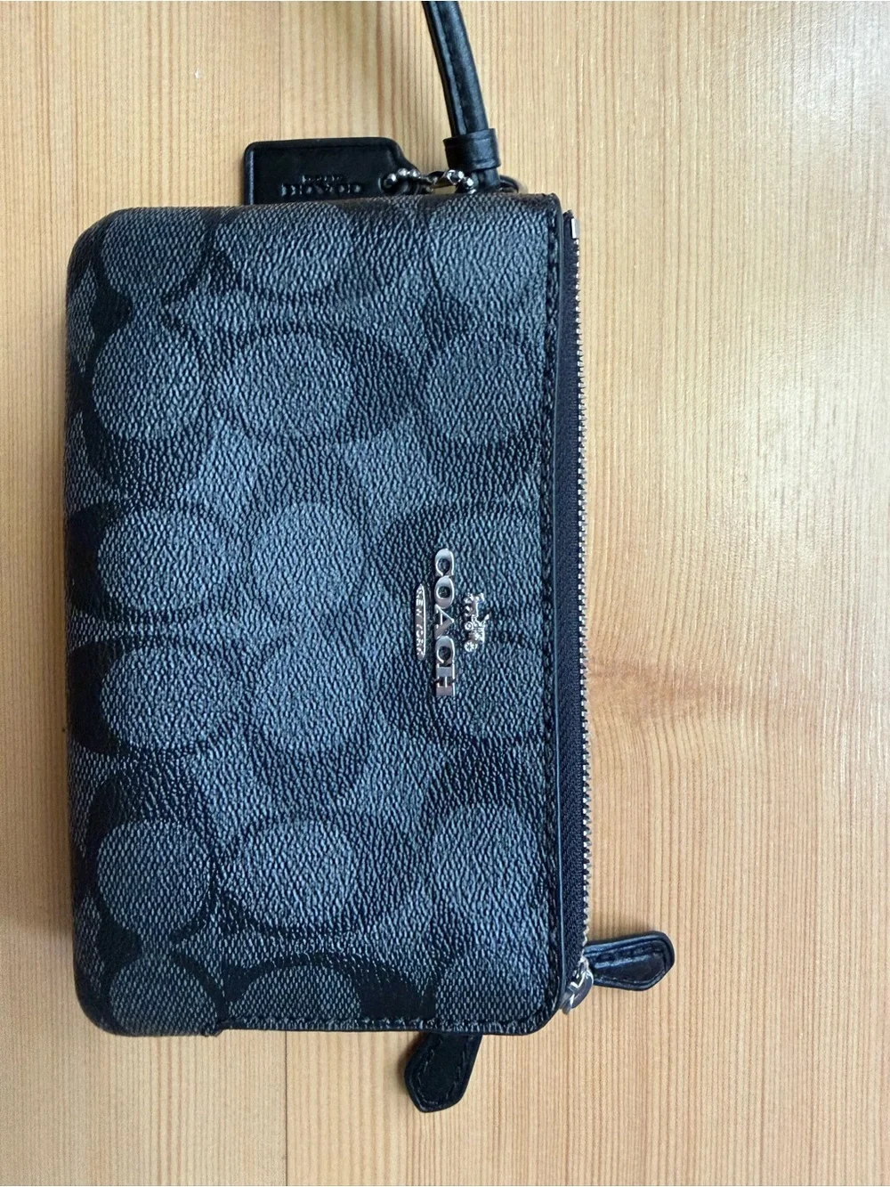 Coach Wristlet Wallet Double Zip Black /Smoke Brand New with Tags NWT